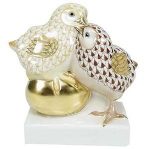  The Babies Collection Herend Pair of Chicks on Golden Egg Baby