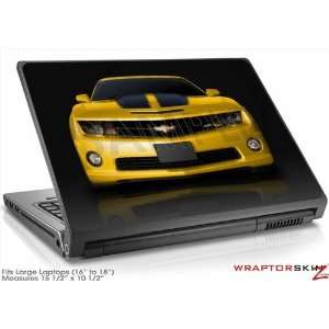  Large Laptop Skin 2010 Chevy Camaro Yellow Black Stripes 