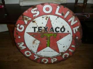 LARGE vintage porcelain over metal Texaco gas advertising sign 