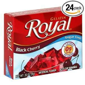 Royal Gelatin, Sugar Free Black Cherry, 0.32 Ounce Boxes (Pack of 24 