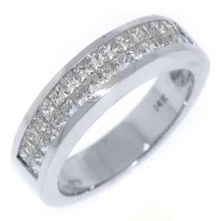   PRINCESS SQUARE CUT DIAMOND RING WEDDING BAND 14KT WHITE GOLD  