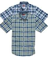 Via Europa Shirt, Microfiber Short Sleeve Clarion Plaid