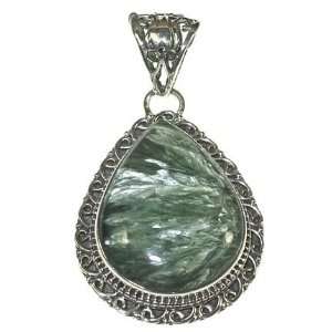  Seraphinite and Sterling Silver Teardrop Pendant