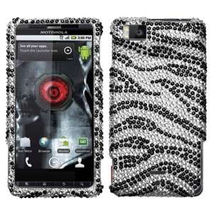 Zebra Crystal Bling Case Phone Cover Motorola Droid X2  