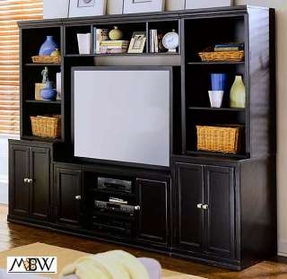 Distressed Black TV Center with 64 inch TV Console  