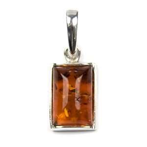  Honey Amber and Sterling Silver Rectangular Small Pendant 