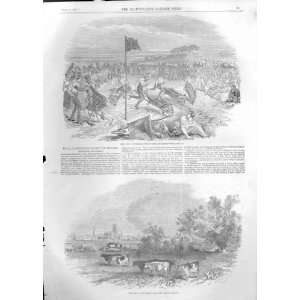  City Of Gloucester Antique Print 1853