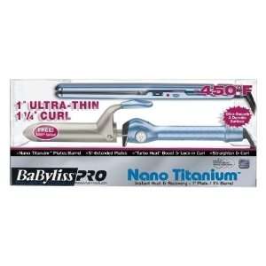  Babyliss Nano Titanium 1 Ultra Thin Flat Iron + 1 1/4 