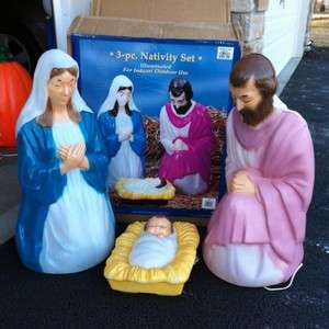 PC NATIVITY MARY JOSEPH & BABY JESUS YARD DECOR BLOW MOLD CHRISTMAS
