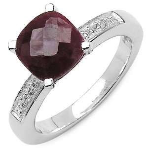  Cushion Cut Dyed Ruby and White Topaz Sterling Silver Ring 