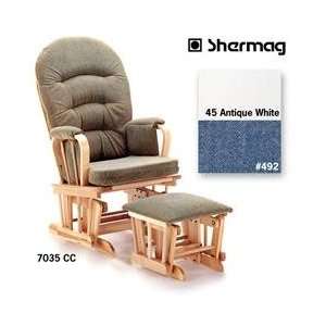    Shermag Glider Rocker and Ottoman ,Finish Antique White Baby