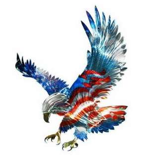New Large AMERICAN FLAG & BALD EAGLE METAL WALL ART Patriotic Decor 