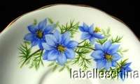 Queen Anne Teacup and Saucer Beautiful Blue Flowers pattern 7878 