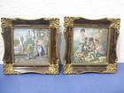 Pair of vintage old Framed Petit Point Portraits Fine Quality 