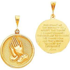  10K Gold Praying Hands Reversible Serenity Prayer Charm Jewelry