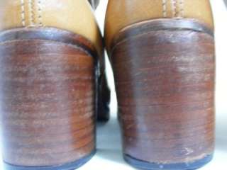   BORT CARLETON Knee High Leather Boots 7M Side Zipper WOOD Stacked Heel