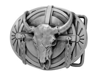 Native American Buffalo Skull Belt Buckle Western Indian Style  