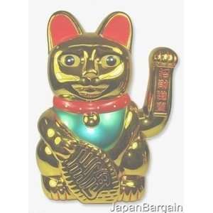  Gold Lucky Cat Maneki Neko Beckoning 18in #15559