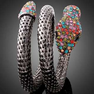 ARINNA Multi Swarovski Crystal Snake Stretch Bracelet  