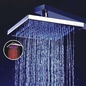  8 Square LED Color Changing Brass Shower Head,Chrome 