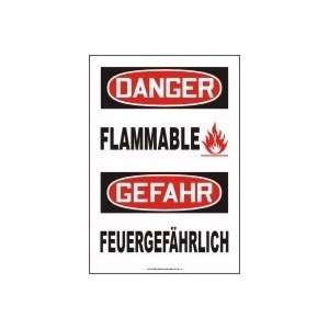 ENGLISH/GERMAN DANGER FLAMMABLE (W/GRAPHIC) Aluminum Sign