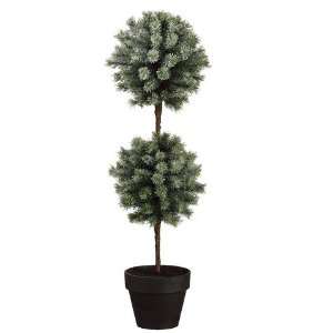  30 Double Ball Pine Topiary in Pot Snow (Pack of 2)