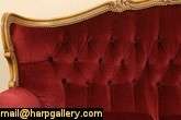 Carved French Tufted Vintage Sofa, Red Mohair  