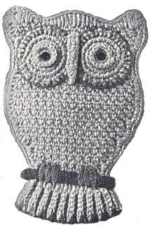 Vintage Crochet PATTERN Pot Holder Owl Motif Hot Pad  