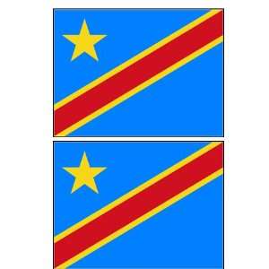  2 Democratic Republic of Congo Flag Stickers Decal Bumper 