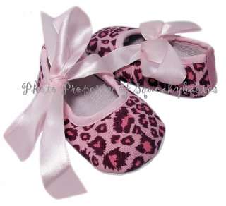 Baby Shoes Pink Cheetah Crib Shoe Soft Sole Pink Bow  