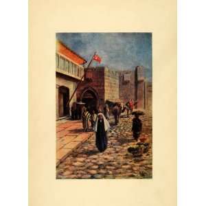  1929 Print Jaffa Gate Jerusalem Holy City Emelene Abbey 