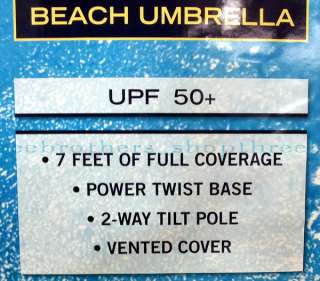 New 7 Nautica Multi Color Rainbow Beach Umbrella Tilt Patio UPF 50 