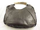 Yves Saint Laurent YSL Mombasa Handbag Dk Brown Leather and Horn 