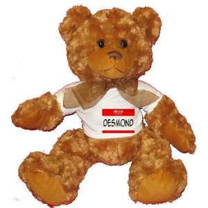  HELLO my name is DESMOND Plush Teddy Bear with WHITE T 