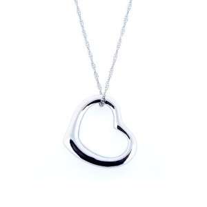  Silver Tone Open Heart Charm Pendant Necklace Jewelry