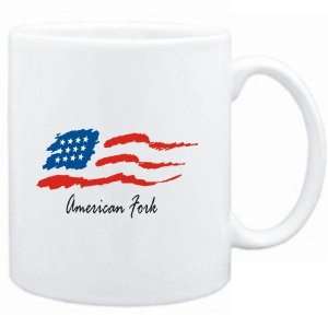  Mug White  American Fork   US Flag  Usa Cities Sports 
