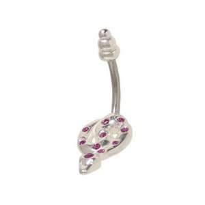 Snake Belly Button Ring with Purple Cz Gems Jewelry
