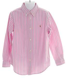 RALPH LAUREN Pink Striped Oxford Shirt, Button Down Blake NWT New Boy 
