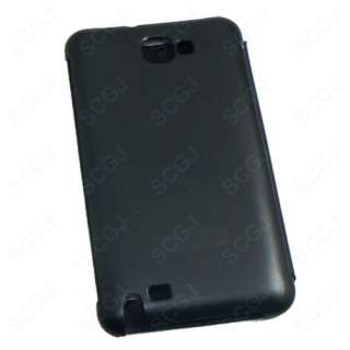 Black Glossy Leather Flip Case Cover for Samsung Galaxy Note i9220 GT 