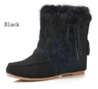   Rabbit fur flat winter booties women shoes ankle boots assorted color