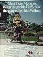 BIKE AD1971 Huffy Super 10 Bicycle~TIGER McGraw Promo  