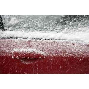 Parked Car Covered with Snow during Snowing in Winter Time   Peel and 