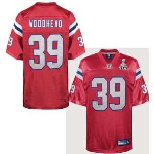 2012 Super Bowl Patriots #39 Woodhead red jerseys size 48 56  