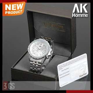 AK Homme Mens Silver Stainless Steel Day Date Automatic Mechanical 