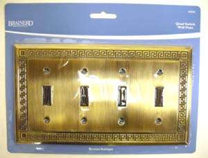 Antique Bronze Greek Key Quad Switch Cover Wall Plate  