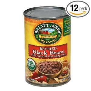 Walnut Acres Organic Refried Beans, Black Beans With Roasted Red 