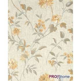   embossed heavywegiht vinyl wallpaper flower beige gold grey Home
