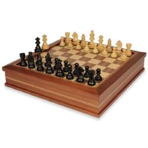  German Knight in Ebonized Boxwood with Chess & Backgammon 