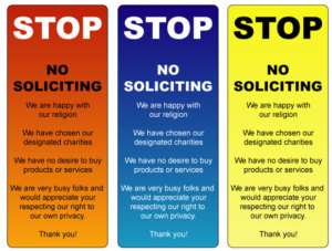 No Soliciting Sign   Stick it on your door  