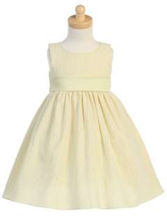 Lito Baby Toddler Girls Yellow Seersucker Stripe Spring Dress  